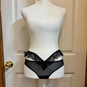 Adore Me Sexy Black Lingerie Panty Thong with Fringe Size Small/Medium